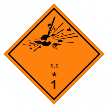 Знак опасности. Класс 1.1, 1.2, 1.3. Взрывчатое вещество